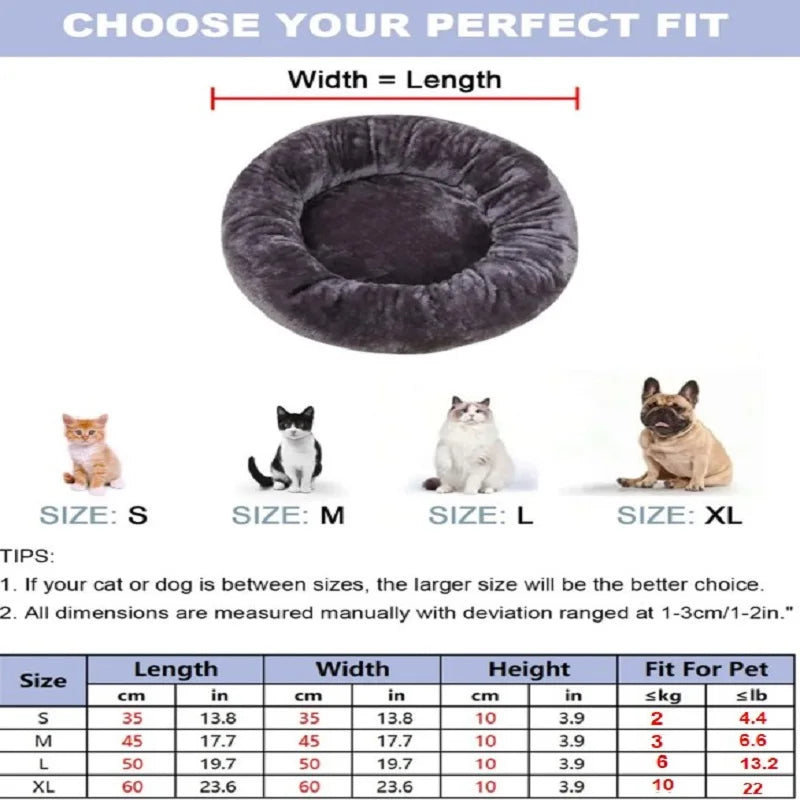 Pet Dog Bed Comfortable Donut Round Dog  Soft Washable Dog and Cat Cushion Bed  Doghouse