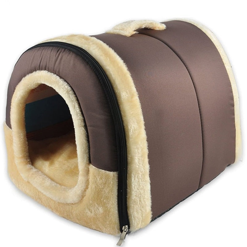 Indoor Small Medium Cats Dog Cave Bed Foldable Removable Warm House Nest With Mat