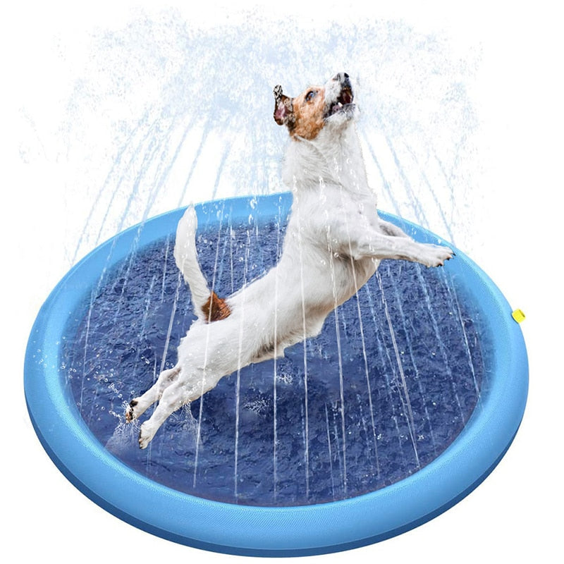 Pet Dog Sprinkler Cooling Mat Swimming Pool Inflatable Water Spray Pad Mat