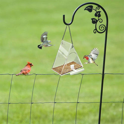 Triangle Transparent Bird Feeder Acrylic Metal Waterproof Hanging Birds Food Container