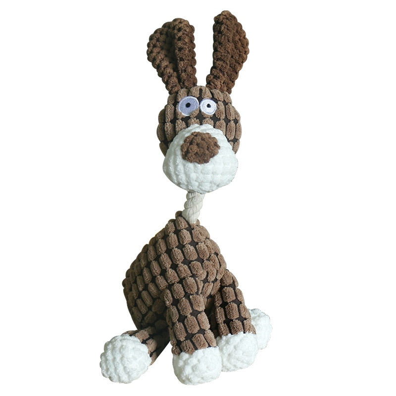 Fun Pet Toy Donkey Shape Corduroy Chew Toy For Dogs Puppy Squeaker Plush Bone Molar Dog Toy