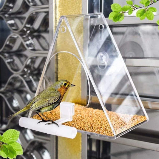 Triangle Transparent Bird Feeder, Waterproof Hanging Birds Food Container for Indoor, Outdoor