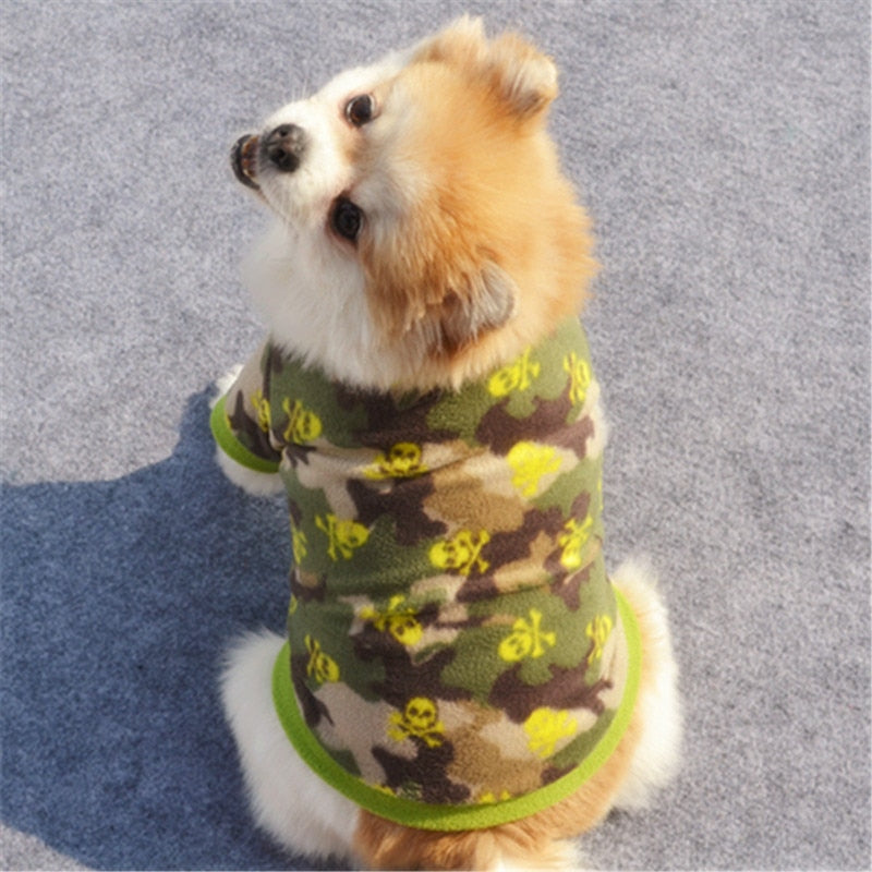 Warm Fleece Pet Dog Clothes Cute Skull Printed Pet Coat Puppy Dogs Shirt Jacket Bulldog Pullover