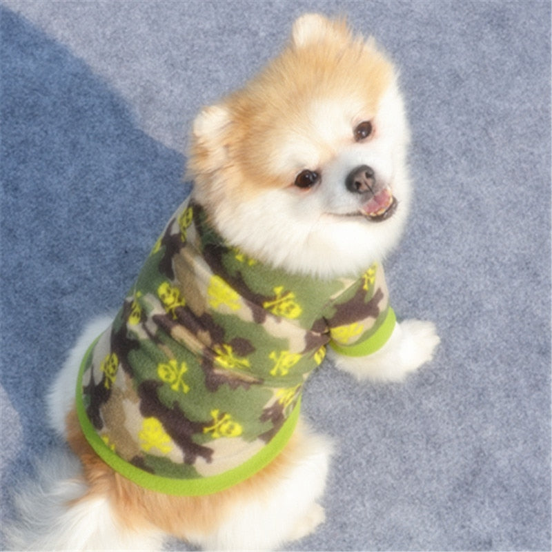 Warm Fleece Pet Dog Clothes Cute Skull Printed Pet Coat Puppy Dogs Shirt Jacket Bulldog Pullover