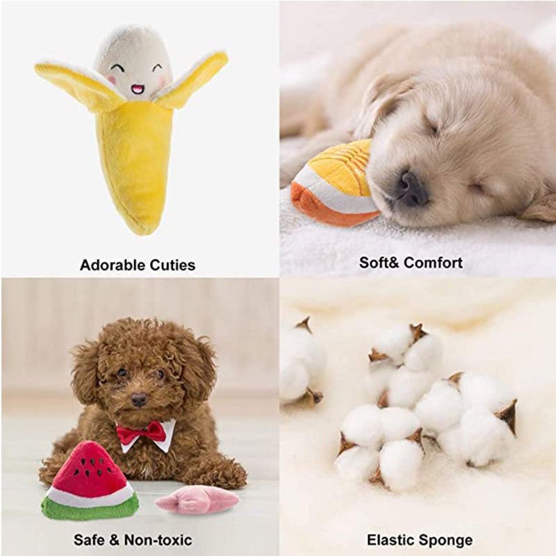 Puppy Dog Plush Squeaky Toys for Small Medium Dogs Bone Aggressive Chewers for Pet Cat Products