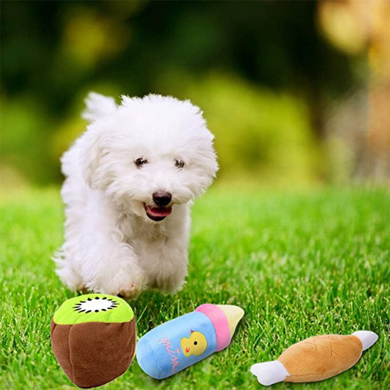 Puppy Dog Plush Squeaky Toys for Small Medium Dogs Bone Aggressive Chewers for Pet Cat Products