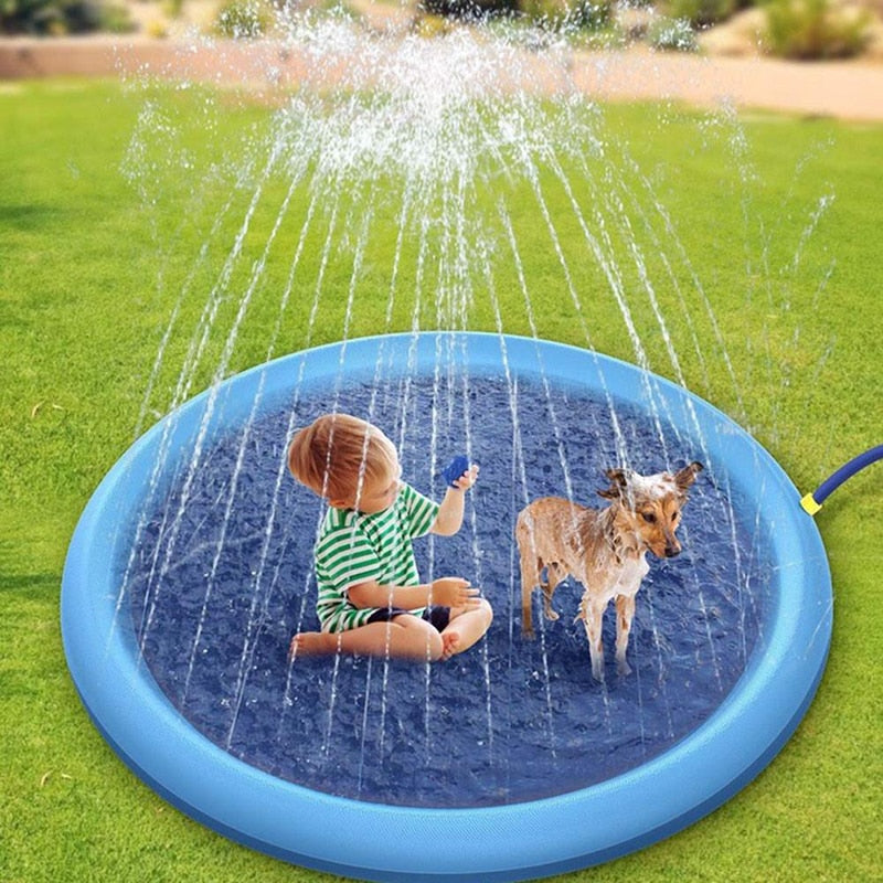 Pet Dog Sprinkler Cooling Mat Swimming Pool Inflatable Water Spray Pad Mat