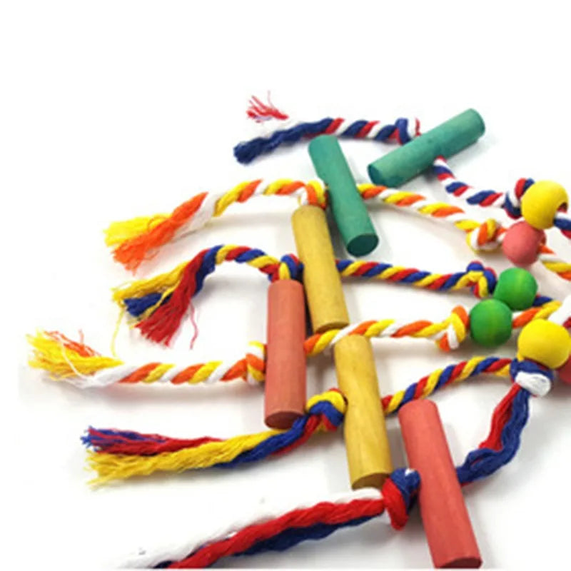 Parrot Chew Toy Cotton Rope Birds Toy Bite Bridge Bird Tearing Toys Cockatiels Training Hang Swings Birds Cage Supplies