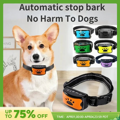 Pet Dog AntiBarking USB Electric Ultrasonic Dogs Stop Barking Vibration Anti Bark Collar Automatic Collar Dog Training Collars