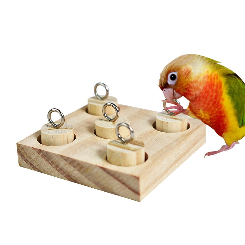 Bird Parrot Toys Wooden Interactive Training Block Puzzle DIY Toy Pet Educational Toys