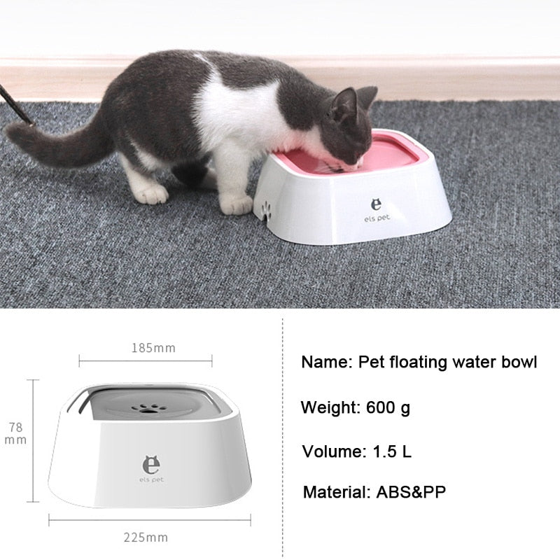 Dog Cat Drinking Water Bowl Floating Non-Wetting Mouth