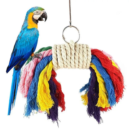 Parrot Chew Toy Cotton Rope Birds Toy Bite Bridge Bird Tearing Toys Cockatiels Training Hang Swings Birds Cage Supplies