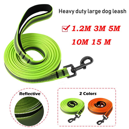 Heavy Duty Large Big Dog Long Leash 1.2M 3M 5M 10M 15M Anti Skid Reflective Green Orange Pet Training Traction Rope Leashes