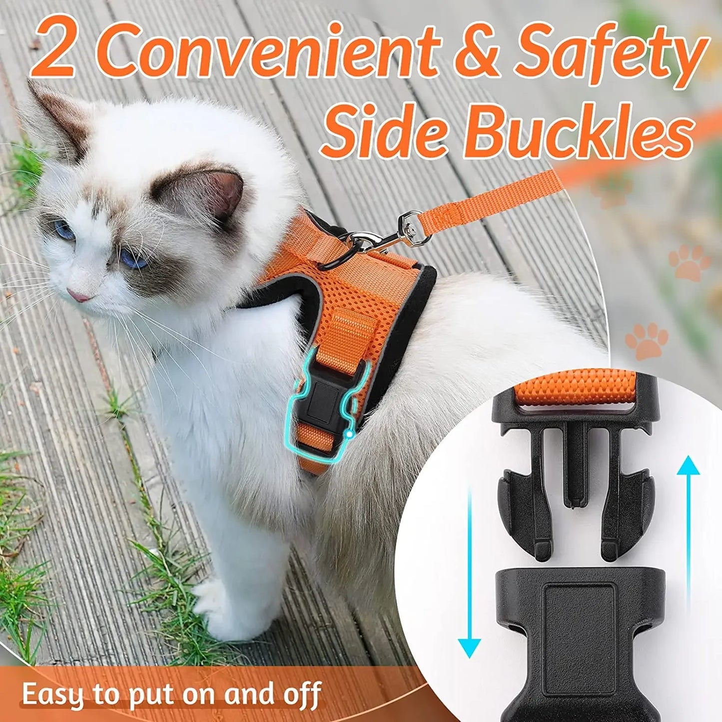 ATUBAN Cat Harness and Leash for Walking,Escape Proof Soft Adjustable Vest Harnesses for Cat,Breathable Reflective Strips Jacket