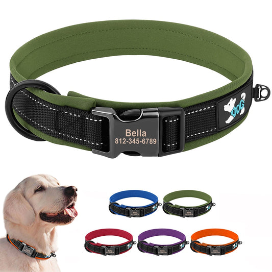 Reflective Dog Collar Personalized ID Buckle Collars