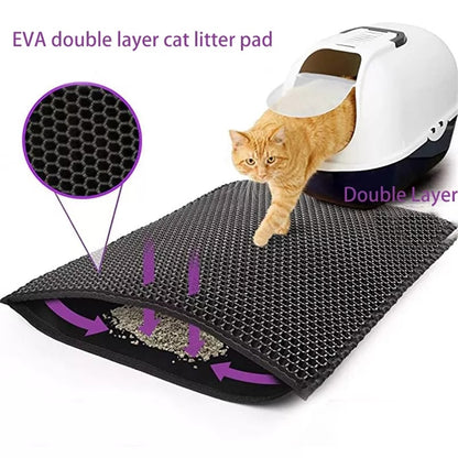 Double Layer EVA Cat Litter Pad Waterproof Non-slip Sand Basin Filter