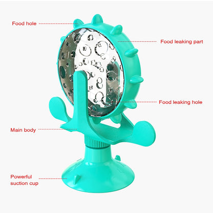 Interactive Treat Leaking Toy For Cat Small Dogs Slow Feeder Dispenser Rotatable Wheel
