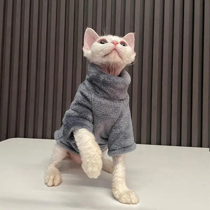 2024 New Hairless Cat Sweater Winter Fashion Thickening Warm Sphynx Clothes Home Comfortable Winter Dog Clothes for Small Dogs