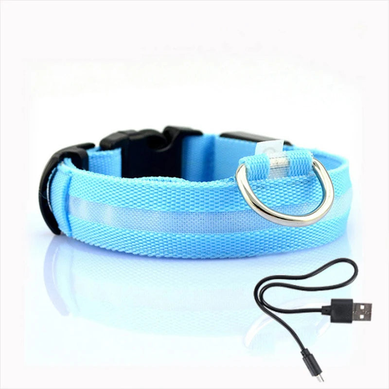 Led Dog Collar Light Anti-lost Collar For Dogs Puppies  Night Luminous  Pet Products Accessories USB Charging/Battery