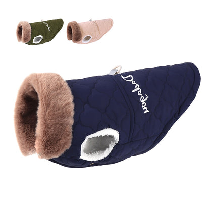 Waterproof Winter Pet Jacket Clothes Super Warm Small Dogs Clothing With Fur Collar Cotton Pet Vest