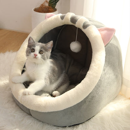 Deep Sleep Cat Bed Cartoon Pet Bed Foldable Removable Washable Bed