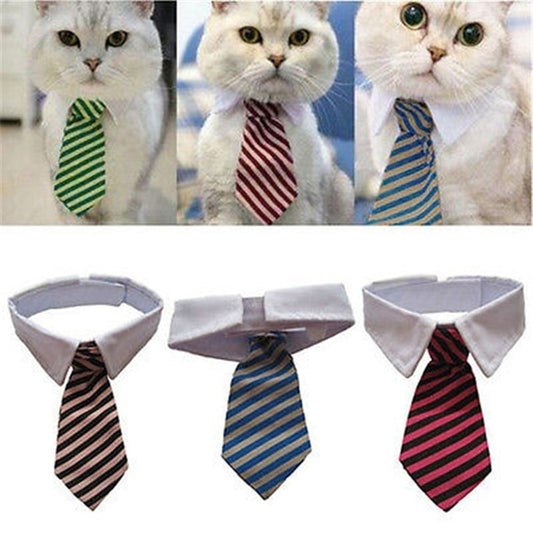 2023 Dog Cat Grooming Striped Bow Tie Animal Striped Bow Tie Cat Collar