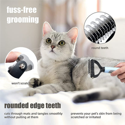 New Hair Removal Comb for Dogs Cat Detangler Fur Trimming Dematting Brush