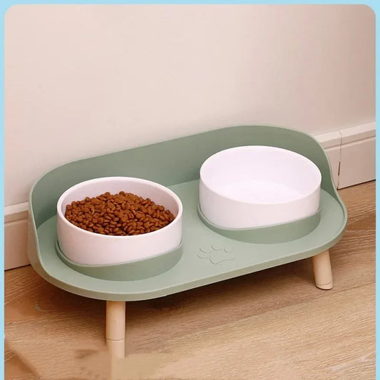 Food Feeders Pet Cat Double Bowls Feeder Cats Dogs Drinker Water Bowl Dish Feeding Kitten Supplies