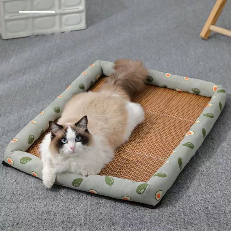 Summer Cat Bed Lightweight Breathable Pet Rattan Mat Cat Small Dogs Bed