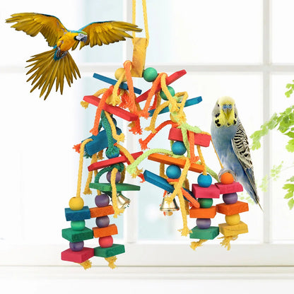 Wood Parrot Bird Toys Love Bird Cage Funny Training Bird Toys Cotton Rope Parrot Toy Bite Resistant Bird Tearing Toy Pet Product