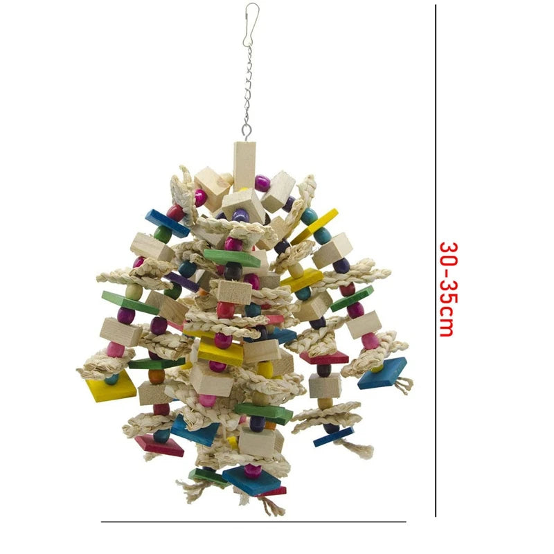 Bird Cage Bite Toy For African Grey Macaws Cockatoos Large Parrot Chewing    Blocks Knots Tearing