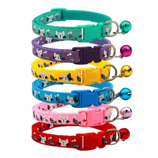 Pet Accessories Dog Cat Collar Bell Colorful Cats Pattern Adjustable Collars For Puppy Kitten DIY Small Animal