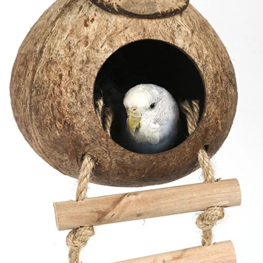 Parrot Natural Coconut Shell Bird Nest Hideout House Playpen Bird Supplies For Hamster Guinea Pigs Birds Houses Habitats