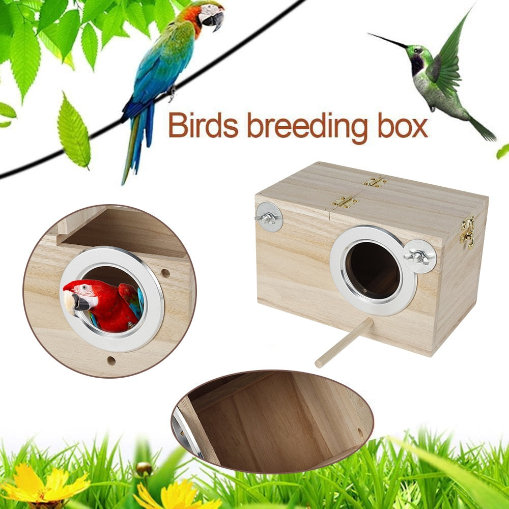 Parakeet Nesting Box Bird House Budgie Wooden Breeding Cage Parrot Mating Box for Lovebirds