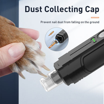 Electric Pet Nail Grinder Professional Dog Cat Nail Clippers + 2 LED Light