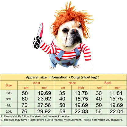 Dog Cat Pet Funny Costume Chucky Deadly Doll Cosplay Party Fancy Festival Cloth cat clothes