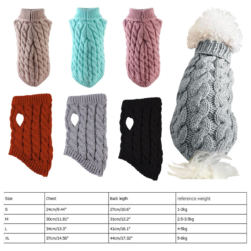 Winter Dog Cat Clothes Chihuahua Soft Puppy Kitten High Collar Sweater Fashion for Pet Dogs Cats