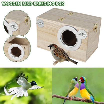 Parakeet Nesting Box Bird House Budgie Wooden Breeding Cage Parrot Mating Box for Lovebirds