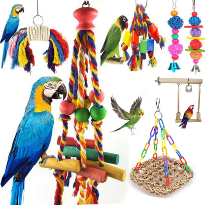 Parrot Chew Toy Cotton Rope Birds Toy Bite Bridge Bird Tearing Toys Cockatiels Training Hang Swings Birds Cage Supplies