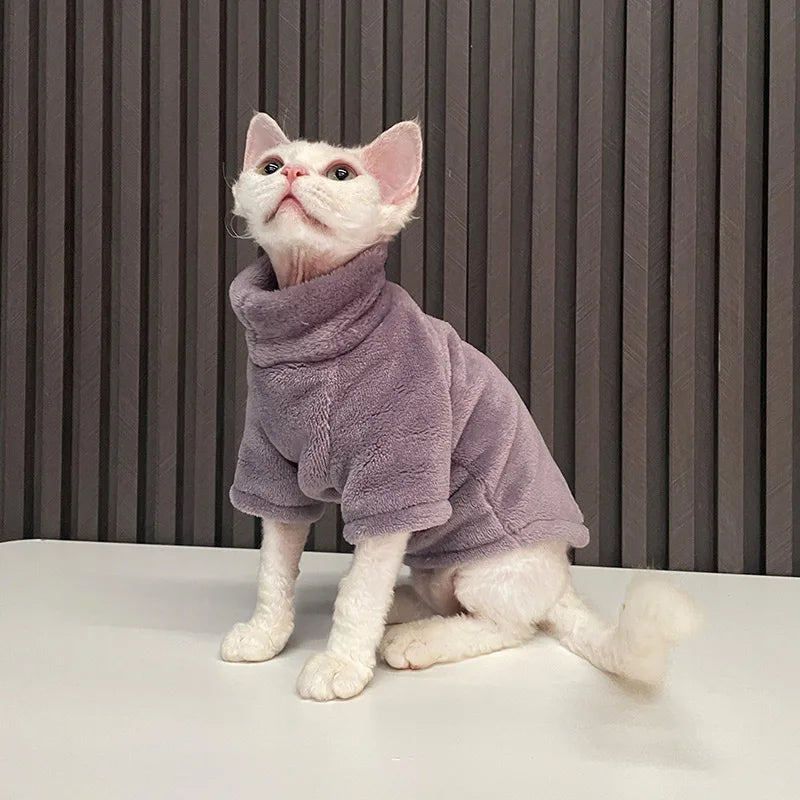 2024 New Hairless Cat Sweater Winter Fashion Thickening Warm Sphynx Clothes Home Comfortable Winter Dog Clothes for Small Dogs