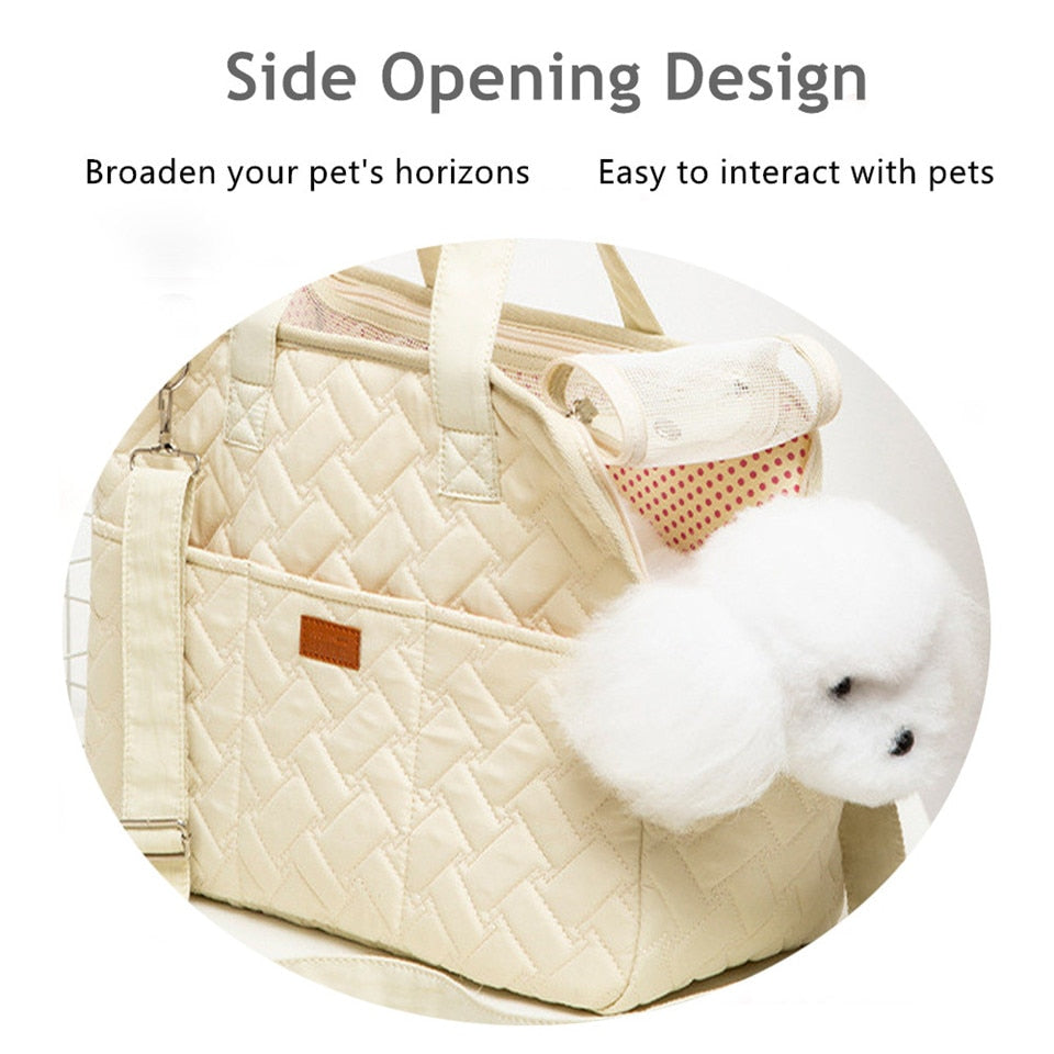 Large Space Breathable Side Opening Carrier For Dogs Portable Cat Canvas Shoulder Bag