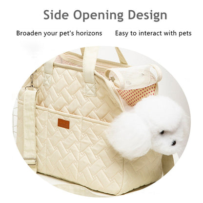 Large Space Breathable Side Opening Carrier For Dogs Portable Cat Canvas Shoulder Bag