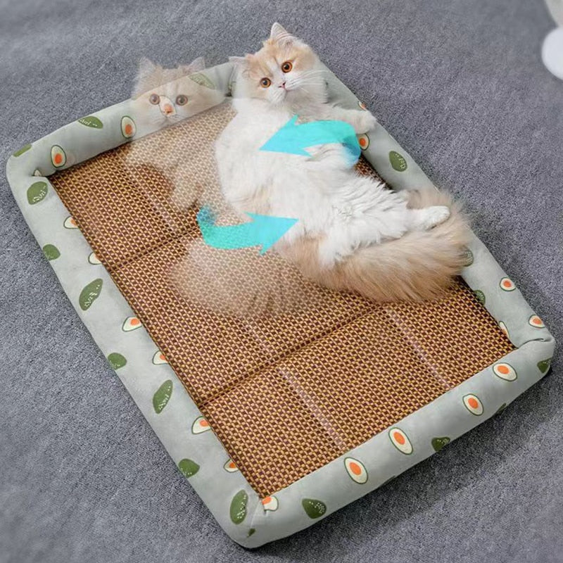 Summer Cat Bed Lightweight Breathable Pet Rattan Mat Cat Small Dogs Bed