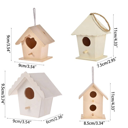 Wooden Hummingbird House With Hanging Rope Home Gardening Decoration Bird's Small Hot Nest