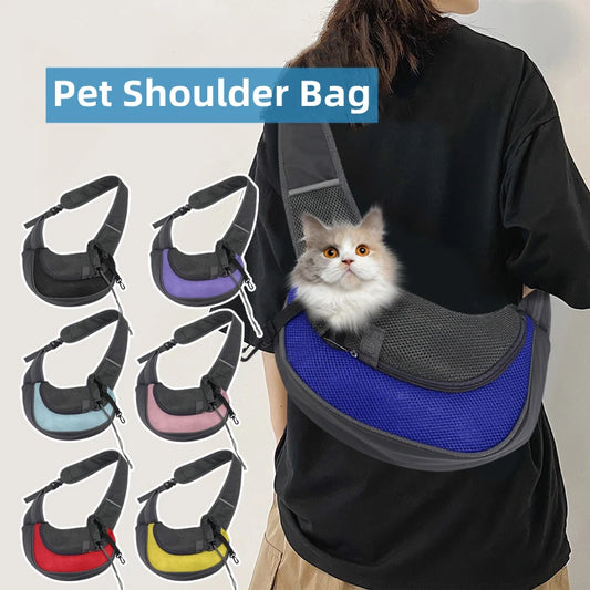 Pet Cat Dog Carrier Backpack Travel Tote Shoulder Bags Mesh Sling Carry Pack Pet Carrying Supplies Crossbody Shoulder Bag