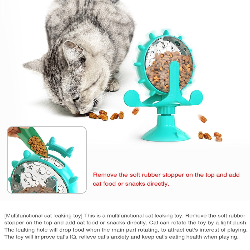 Interactive Treat Leaking Toy For Cat Small Dogs Slow Feeder Dispenser Rotatable Wheel