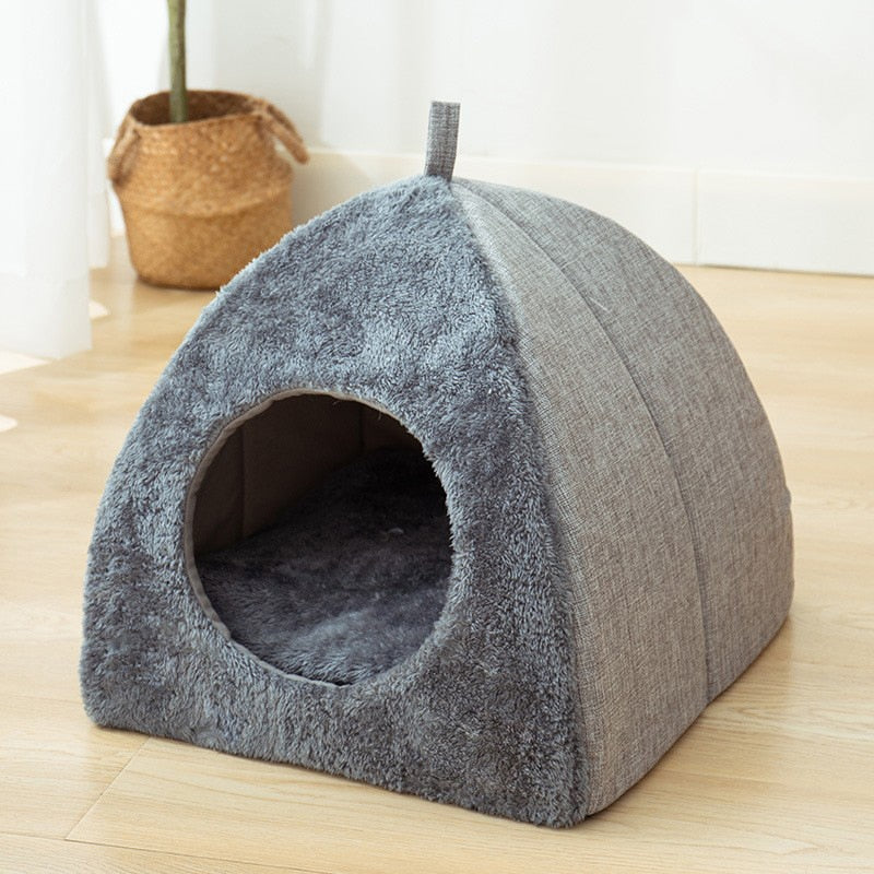 Cat Bed House For Indoor Winter Warm Deep Sleep Comfort Pet