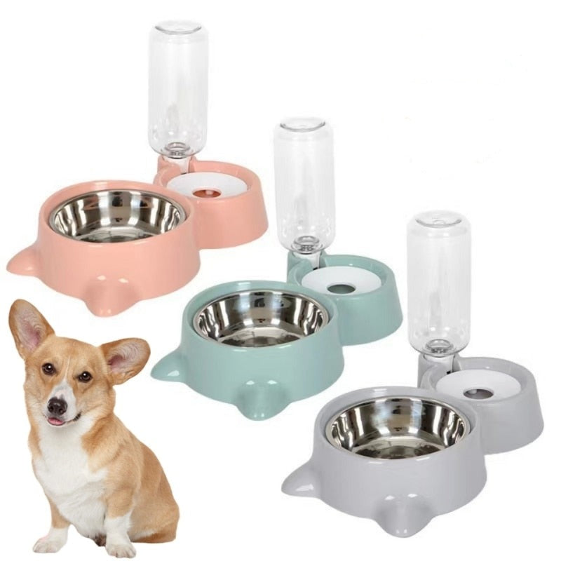 New 2-in-1 Water Dispenser Automatic Water Storage Pet Dog Cat Food Bowl Waterer