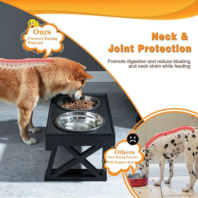 Elevated Dog Bowls 3 Adjustable Heights Raised Dog Food Water Bowl
