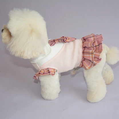 Plaid Dog Dresses Doggie Sweatshirt Pet Clothes Puppy Girl Breathable Skirt Doggy Dress Outfits Apparel Dog Cat Pet Costume